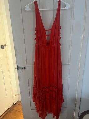 Free People Red Maxi Dress with Strappy Back